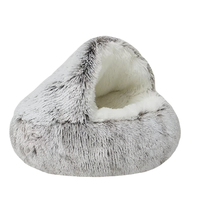 Soft Plush Round Pet Bed for Cats & Dogs – 2-in-1 Cozy Sleeping Nest & Warm Cave with Removable Cover, Perfect for Small Pets